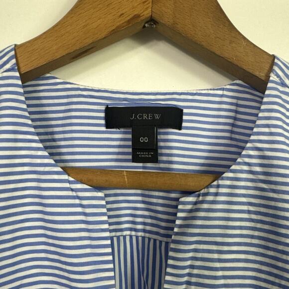 J. Crew Striped Sleeveless Side Zip Top Shirt Blue White sz 00 - Picture 5 of 7
